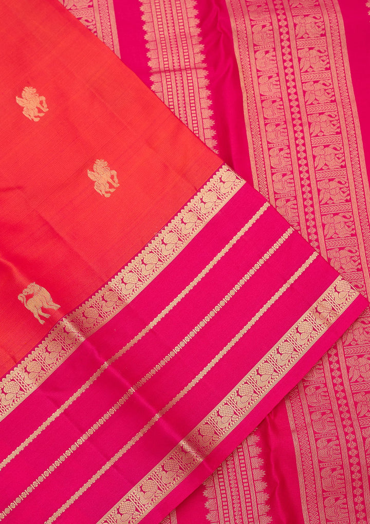 Orange Kanjivaram Pure Silk Saree