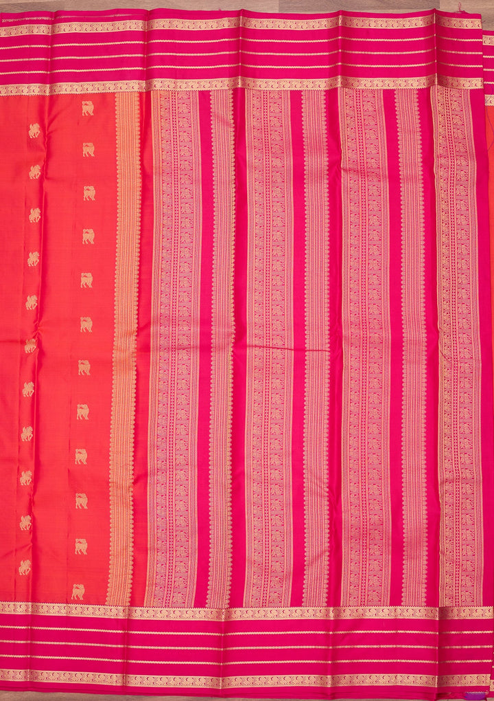 Orange Kanjivaram Pure Silk Saree