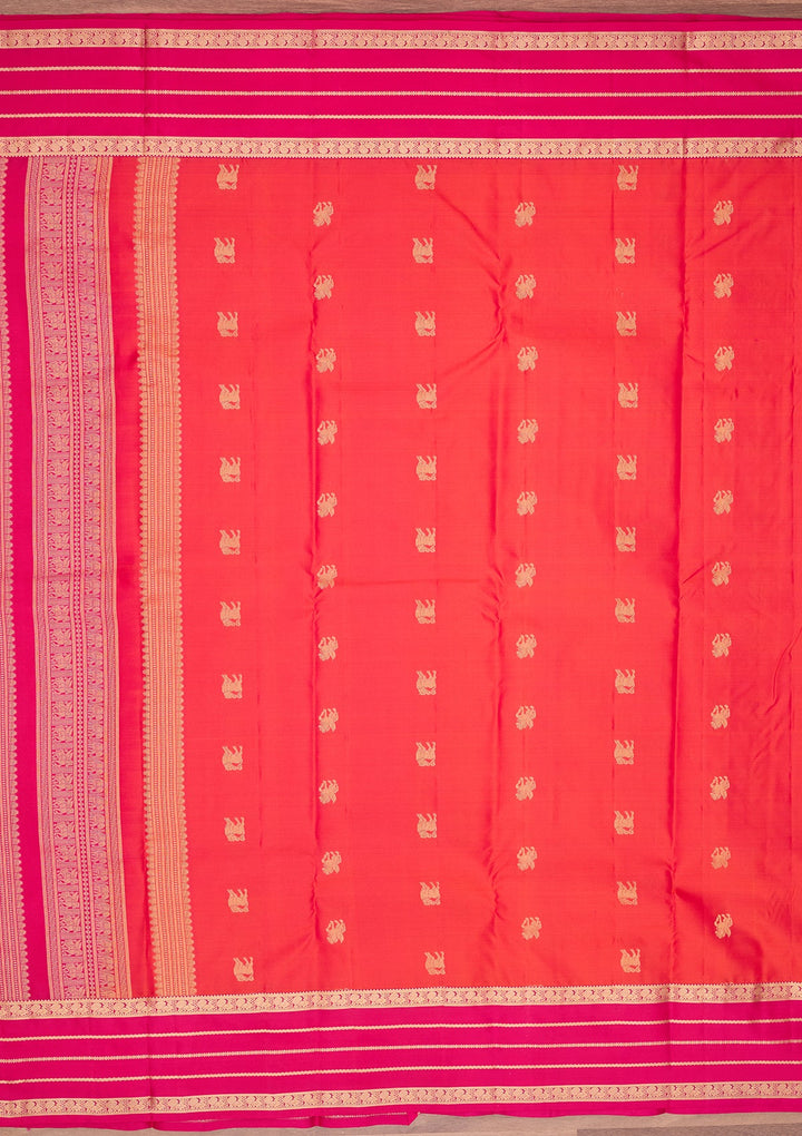 Orange Kanjivaram Pure Silk Saree