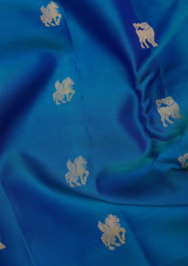 Peacock Blue Kanjivaram Pure Silk Saree