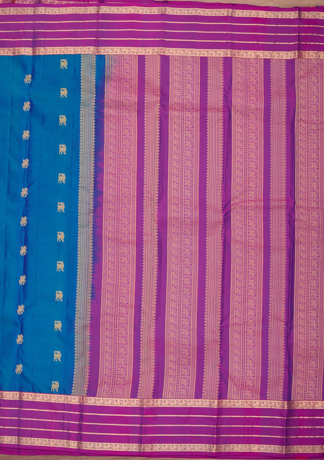 Peacock Blue Kanjivaram Pure Silk Saree