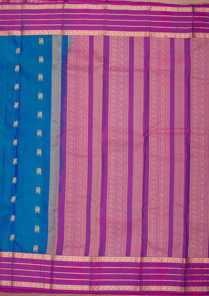Peacock Blue Kanjivaram Pure Silk Saree