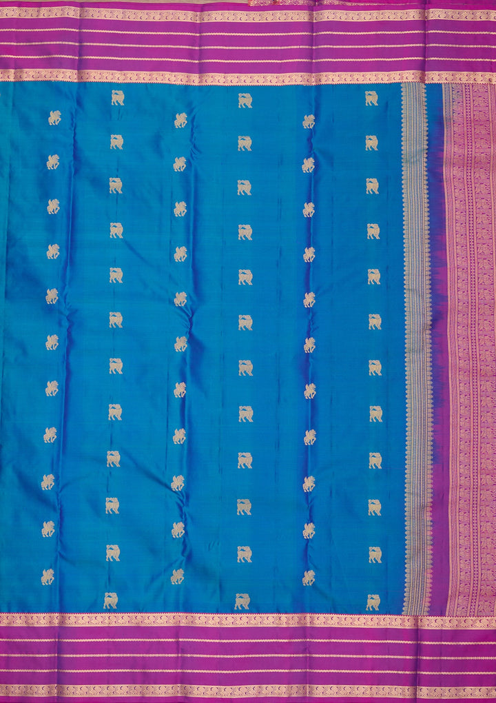 Peacock Blue Kanjivaram Pure Silk Saree