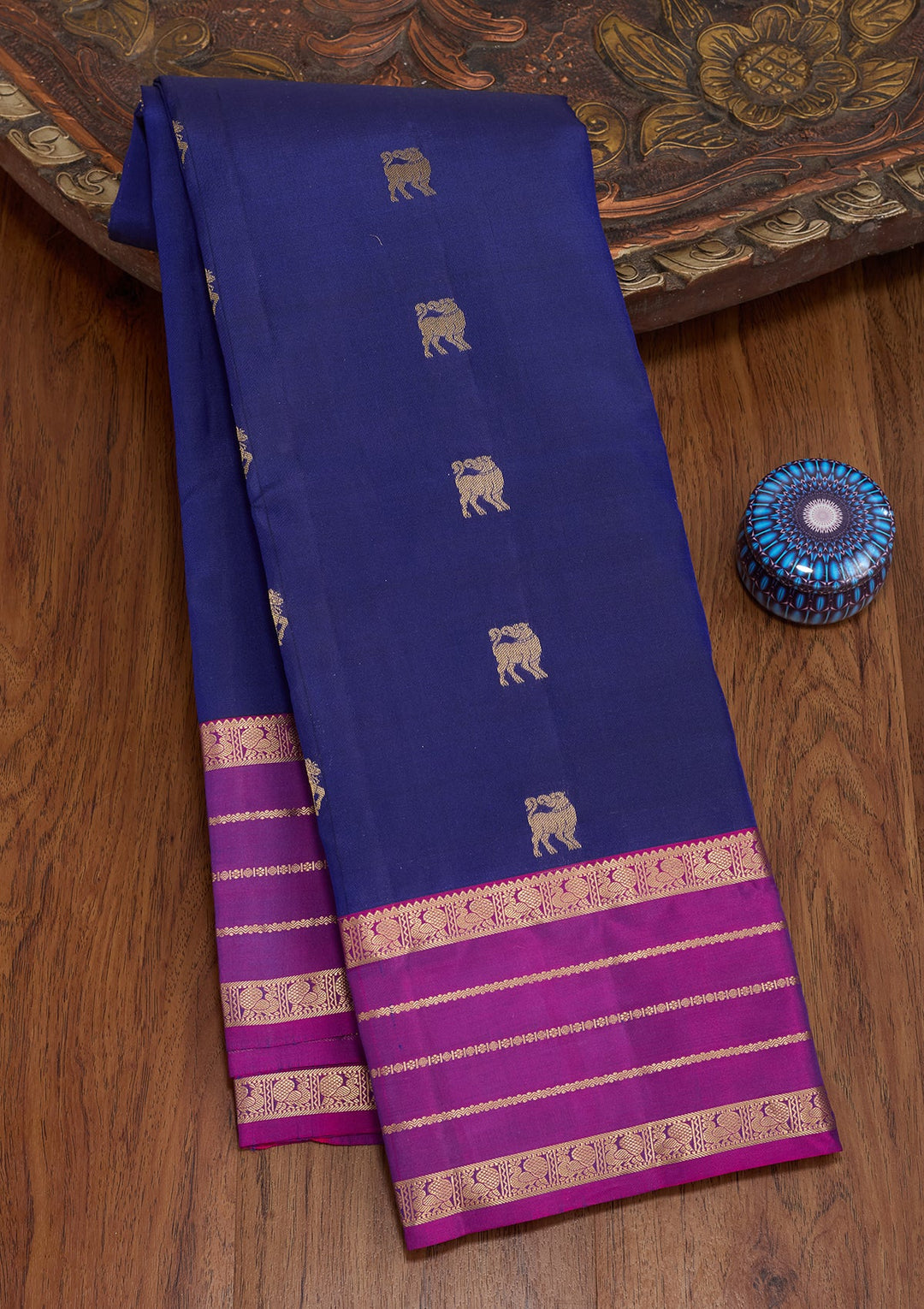 Royal Blue Kanjivaram Pure Silk Saree
