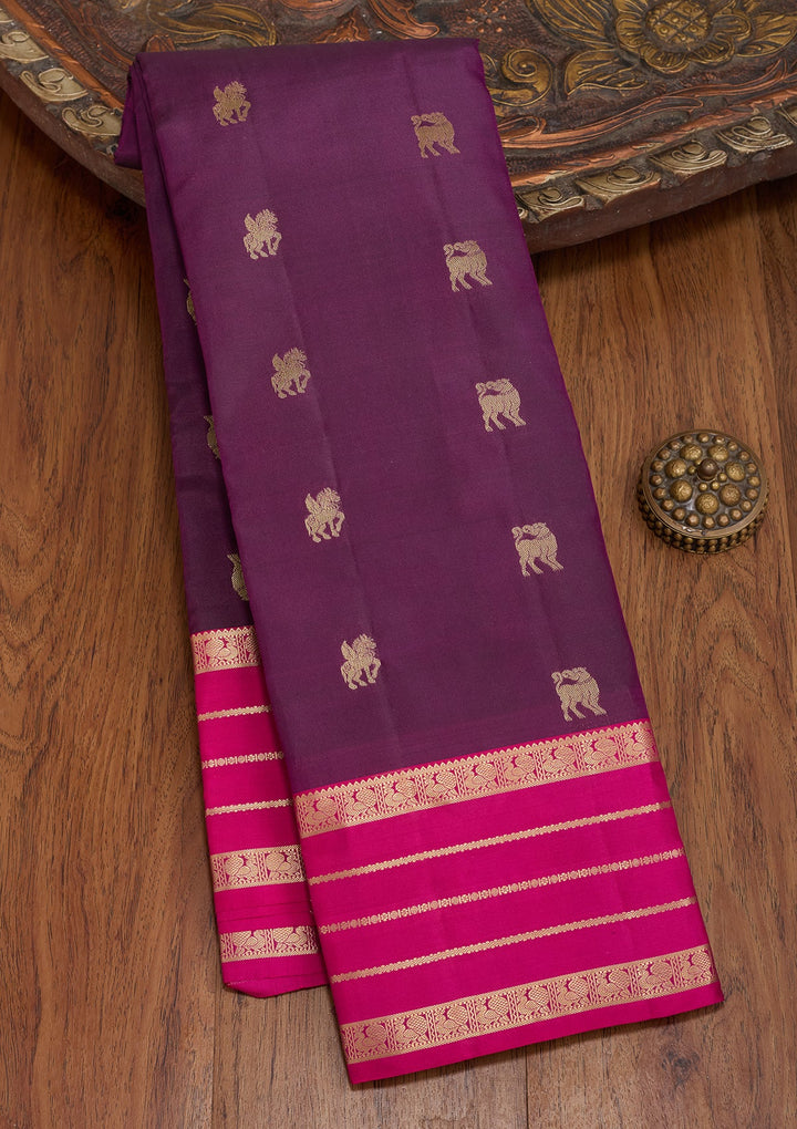Wine Kanjivaram Pure Silk Saree