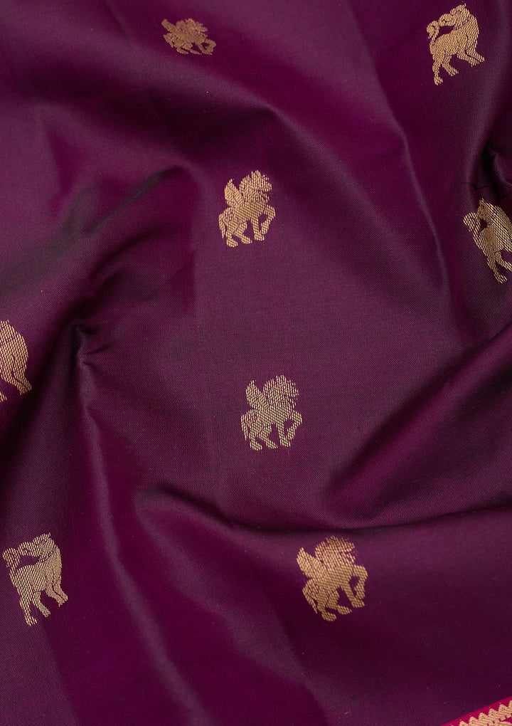 Wine Kanjivaram Pure Silk Saree