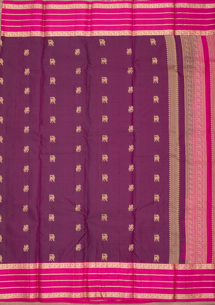 Wine Kanjivaram Pure Silk Saree