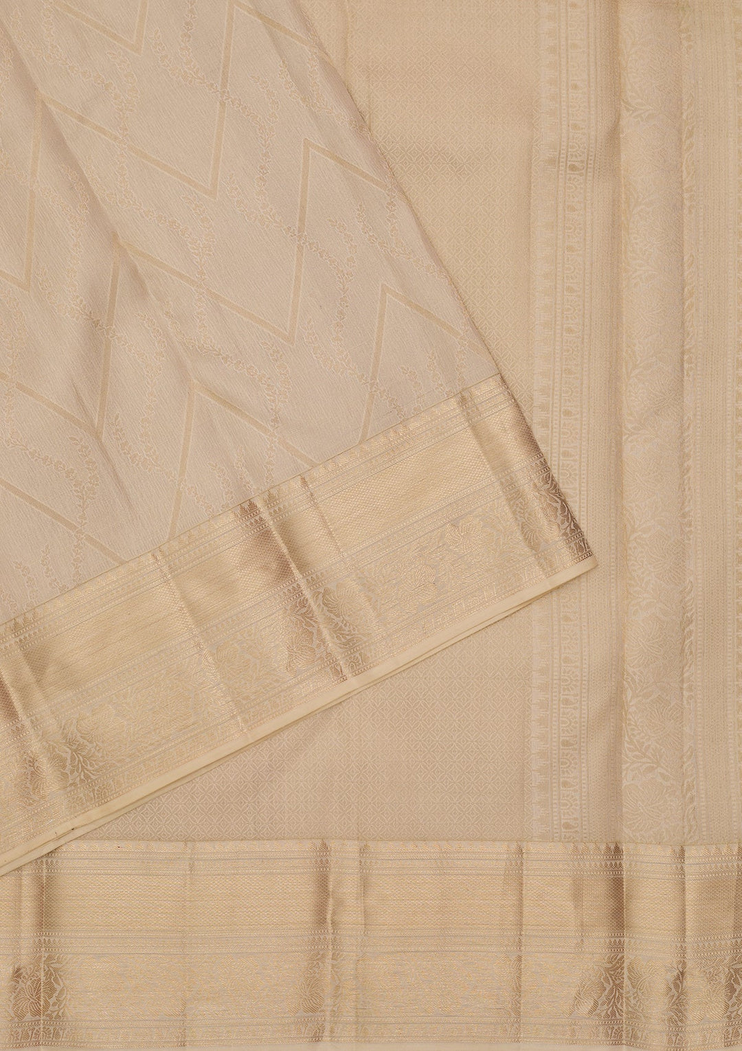 Cream Kanjivaram Pure Silk Saree