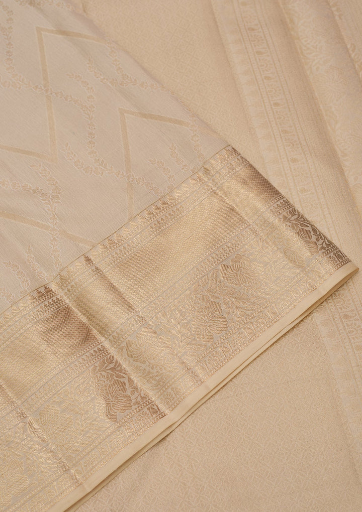 Cream Kanjivaram Pure Silk Saree