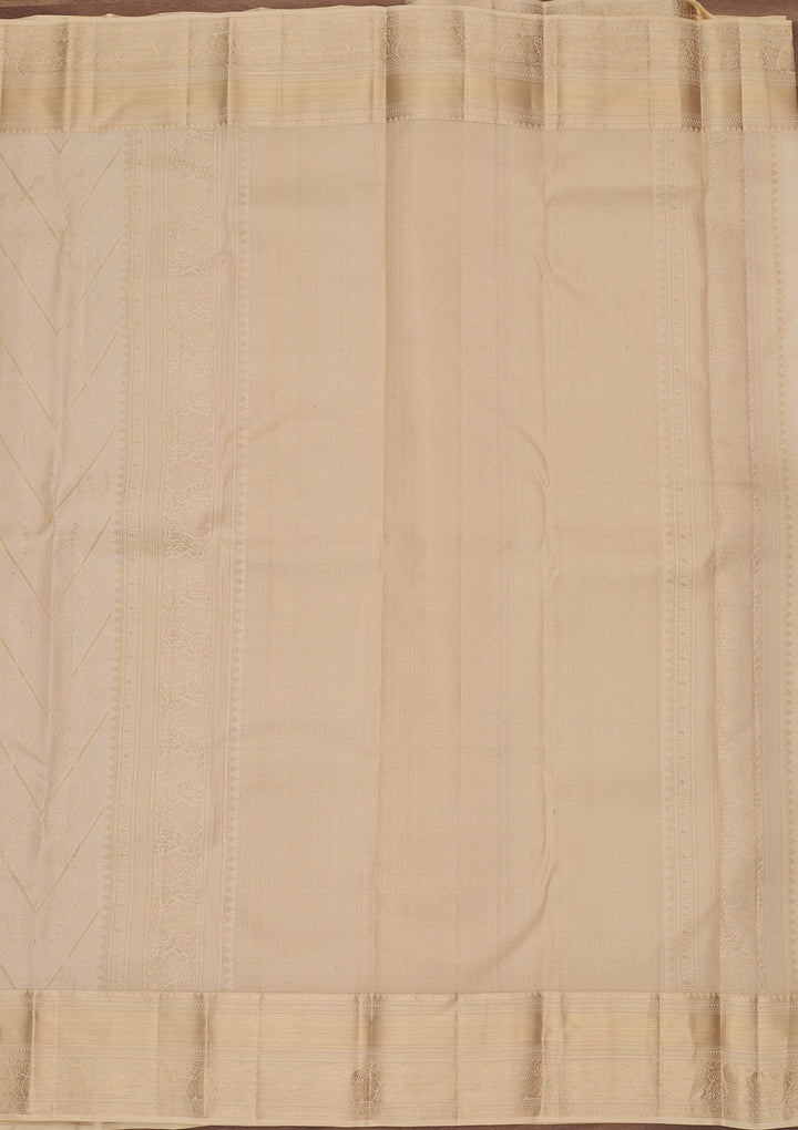 Cream Kanjivaram Pure Silk Saree
