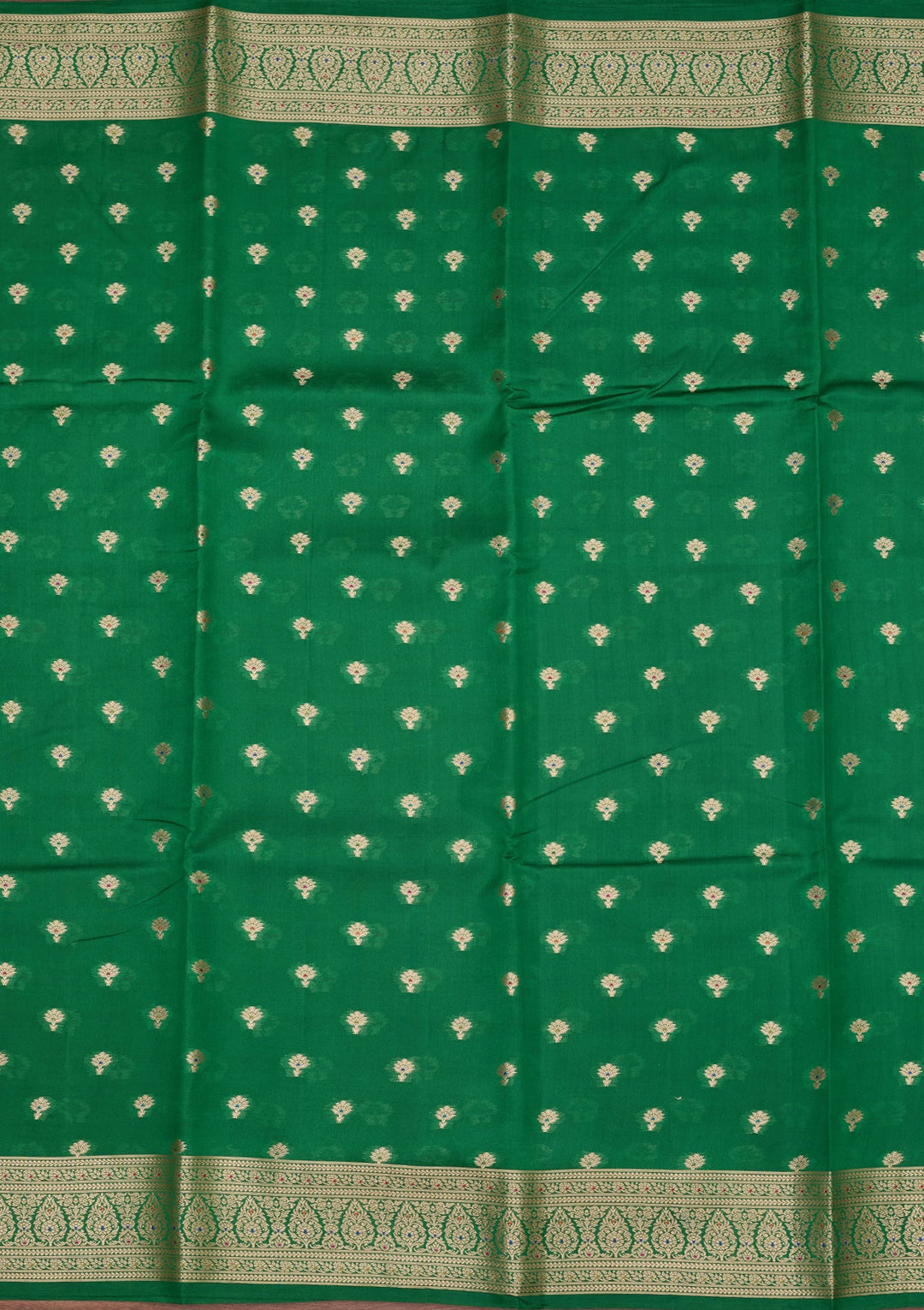 Rama Green Silk Jaal Saree With Matching Blouse Piece