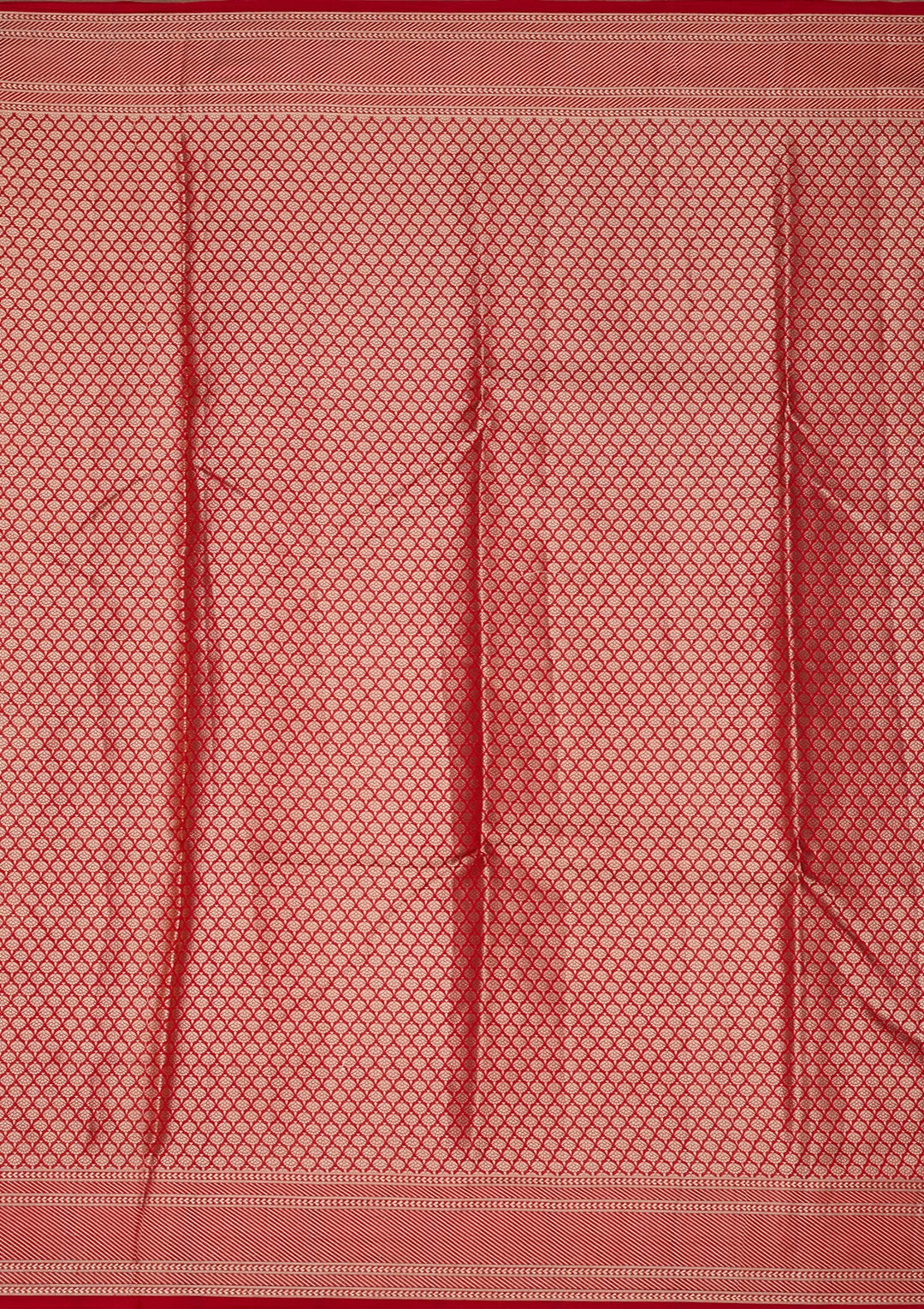 Red Silk Jaal Saree With Matching Blouse Piece