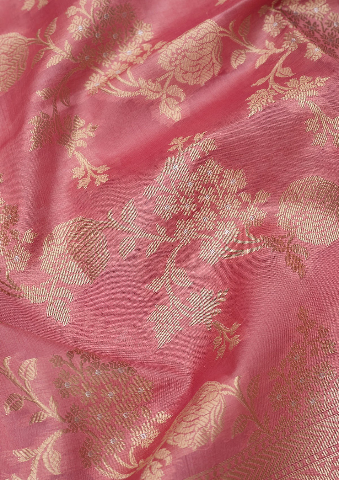 Baby Pink Silk Jaal Saree With Matching Blouse Piece