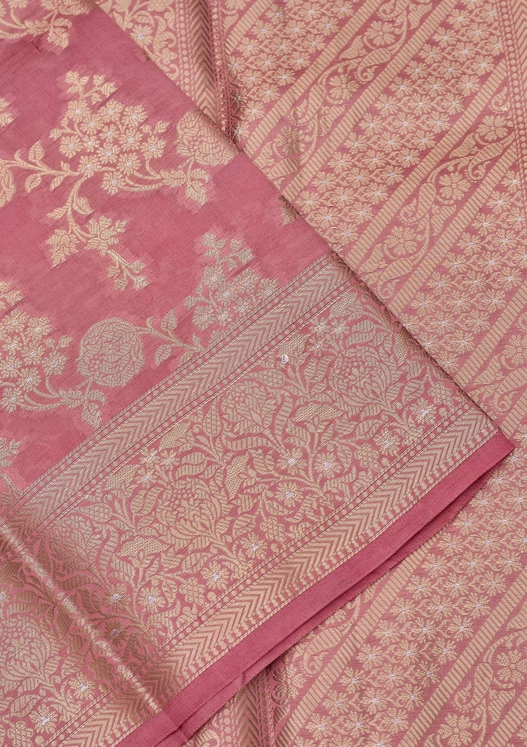 Baby Pink Silk Jaal Saree With Matching Blouse Piece