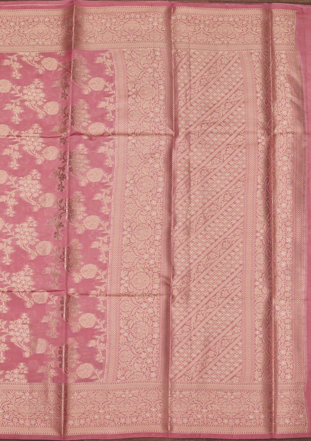 Baby Pink Silk Jaal Saree With Matching Blouse Piece