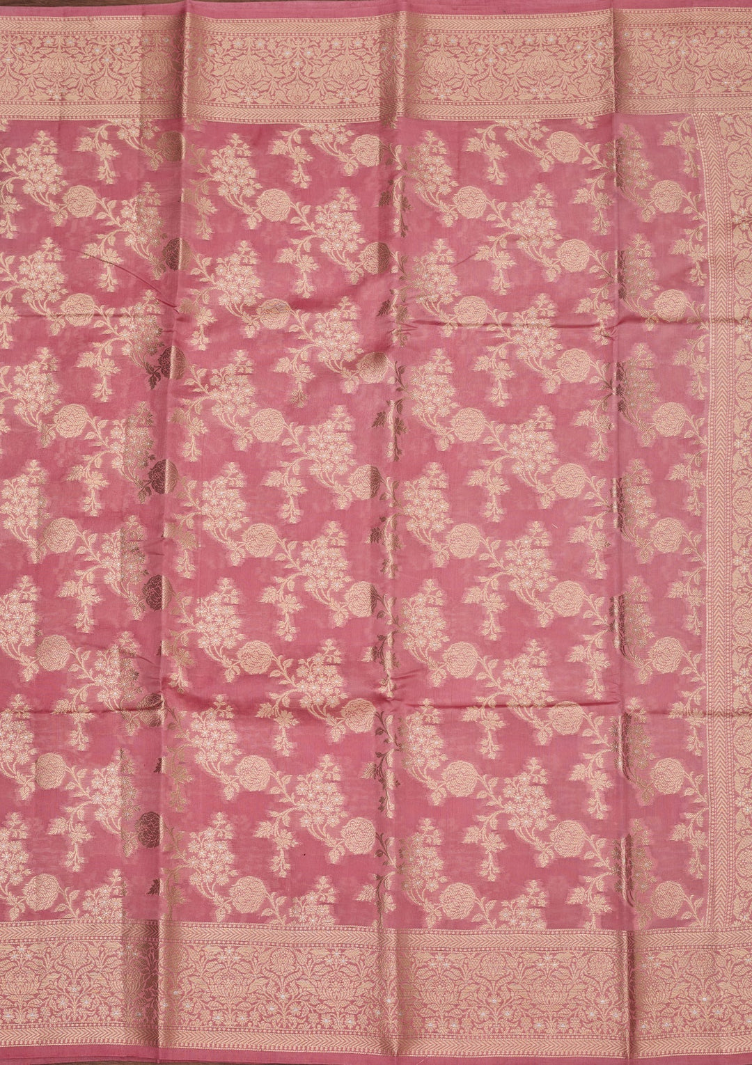 Baby Pink Silk Jaal Saree With Matching Blouse Piece