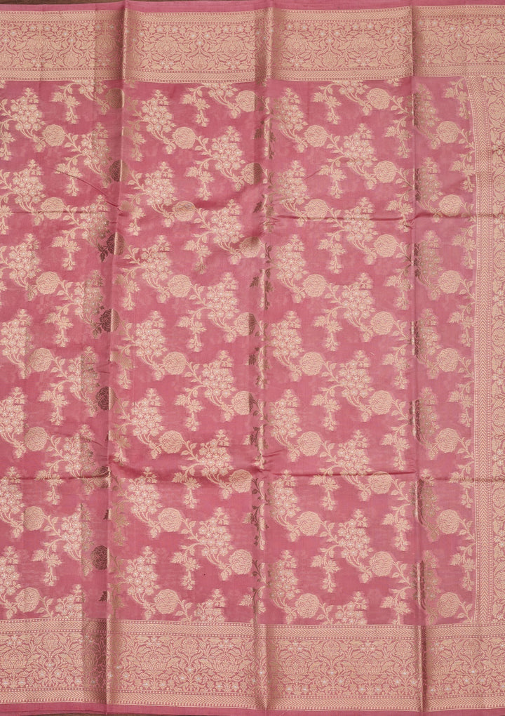 Baby Pink Silk Jaal Saree With Matching Blouse Piece