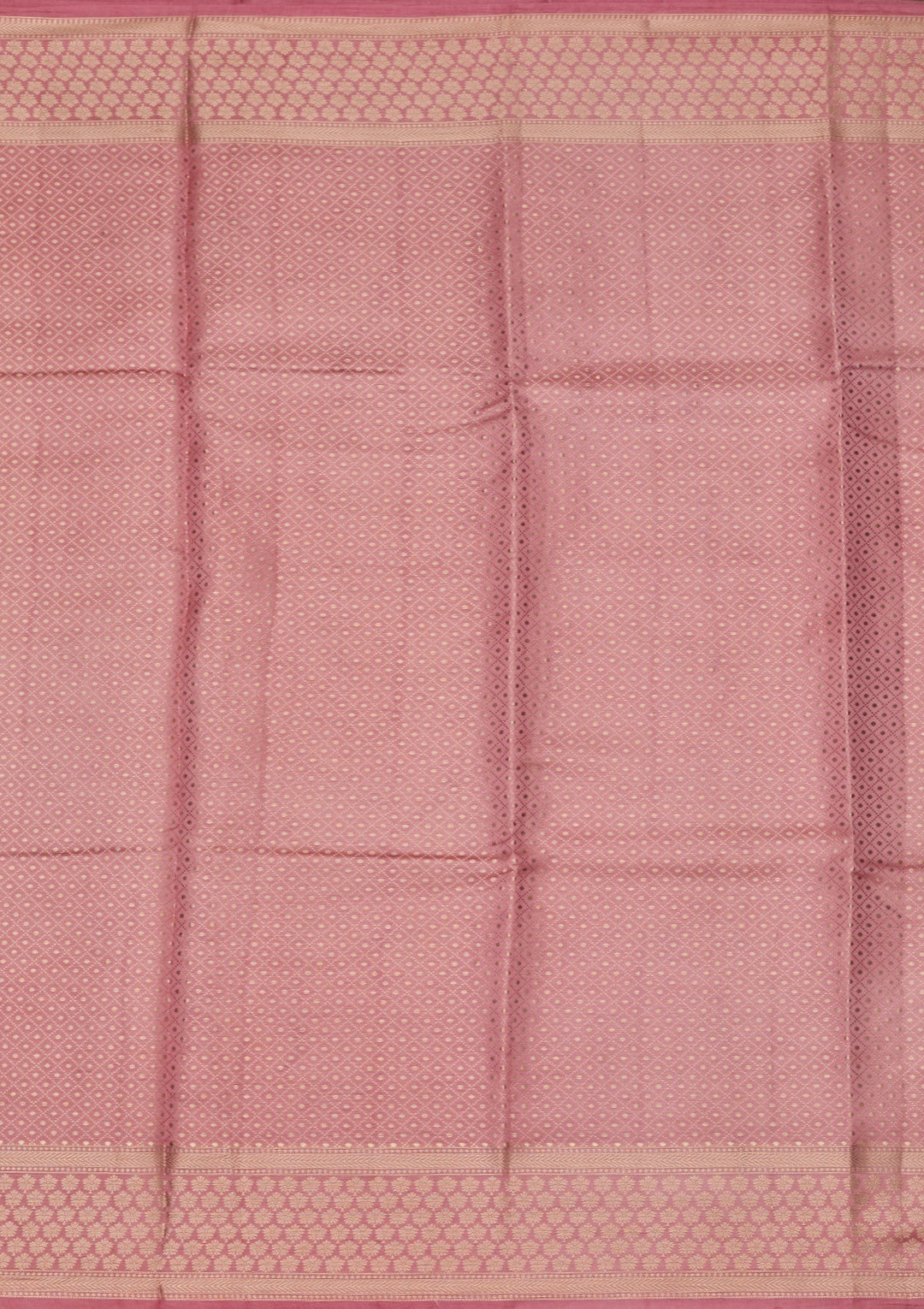Baby Pink Silk Jaal Saree With Matching Blouse Piece