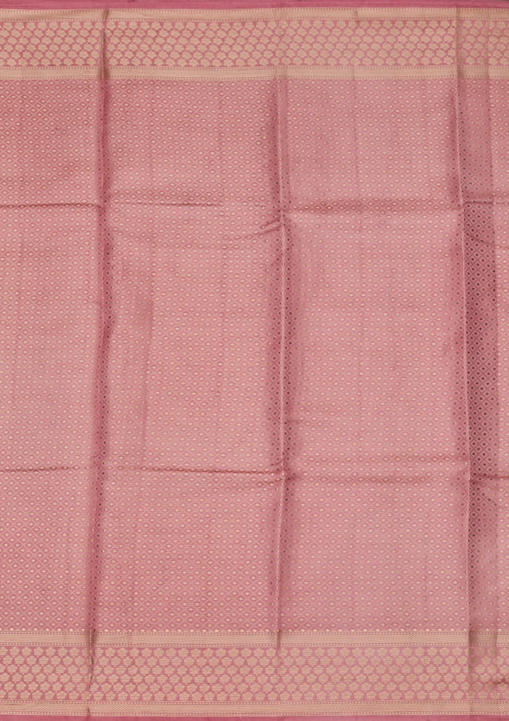 Baby Pink Silk Jaal Saree With Matching Blouse Piece