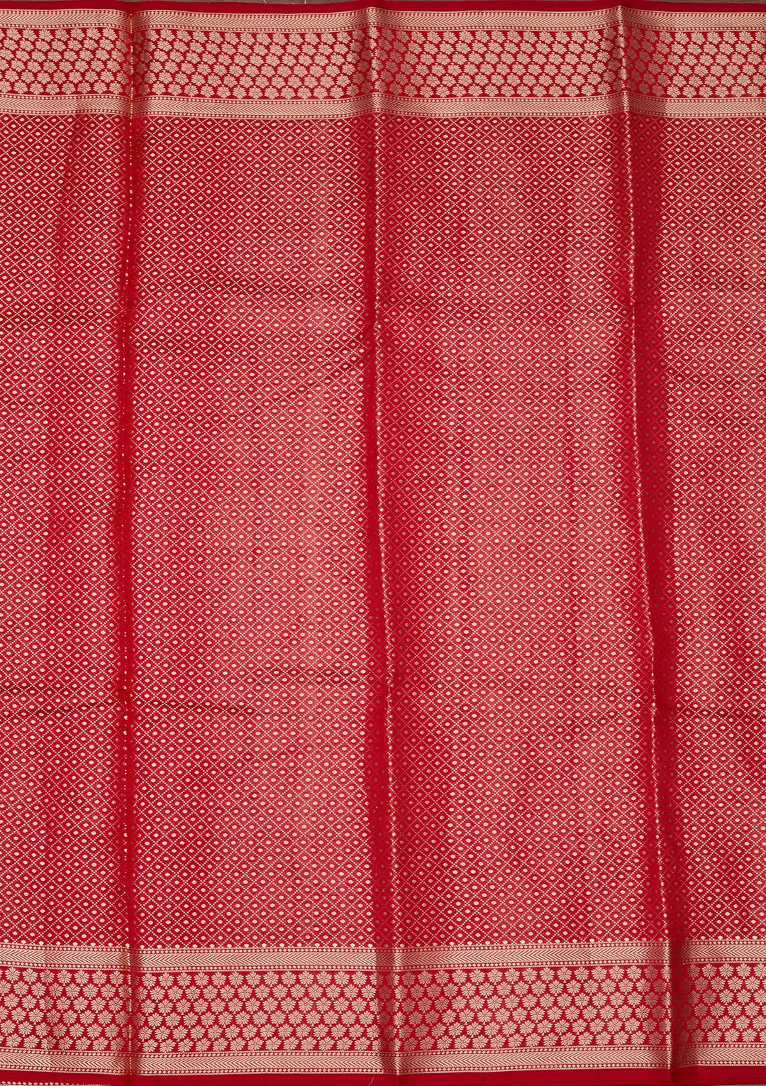 Red Silk Jaal Saree With Matching Blouse Piece