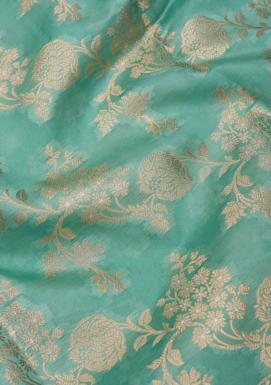 Sea Green Silk Jaal Saree With Matching Blouse Piece