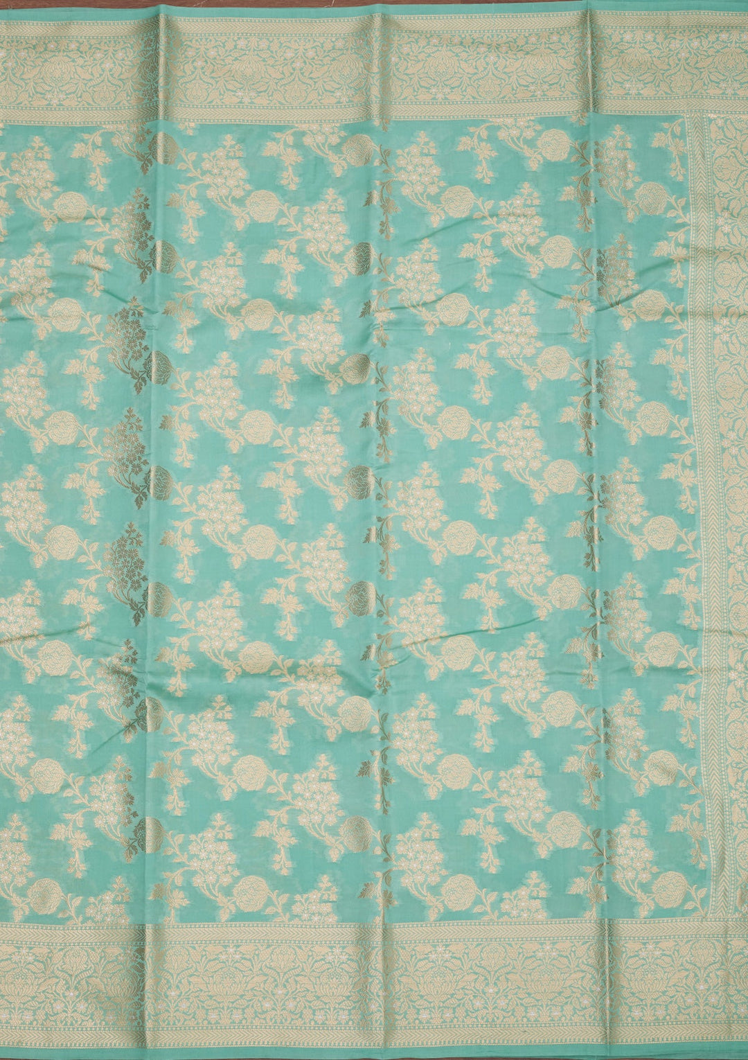 Sea Green Silk Jaal Saree With Matching Blouse Piece
