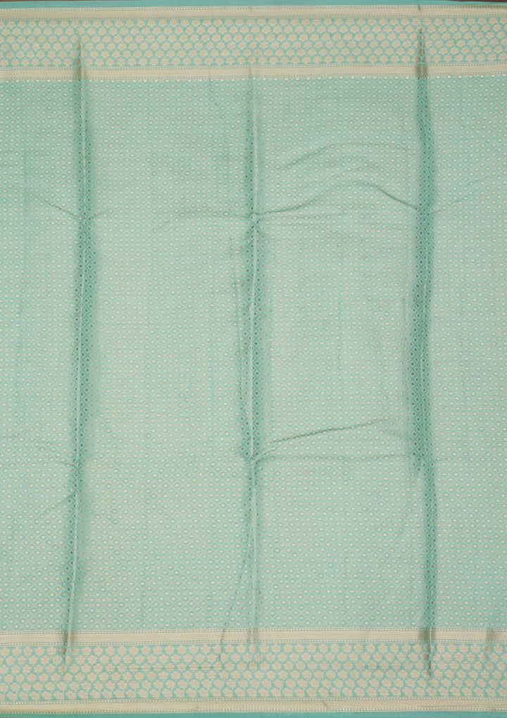 Sea Green Silk Jaal Saree With Matching Blouse Piece