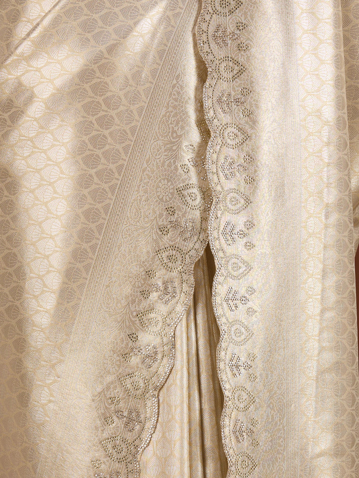 Gold Swarovski Art Silk Saree