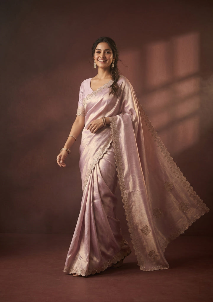 Lavender Swarovski Art Silk Saree
