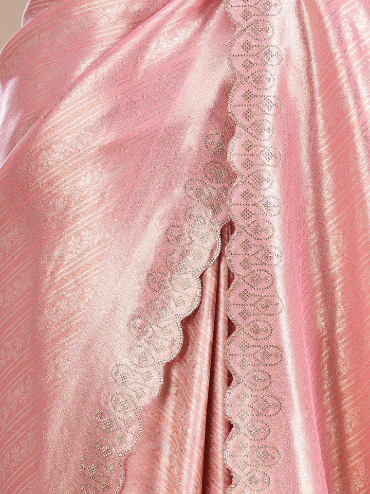 Pink Swarovski Art Silk Saree