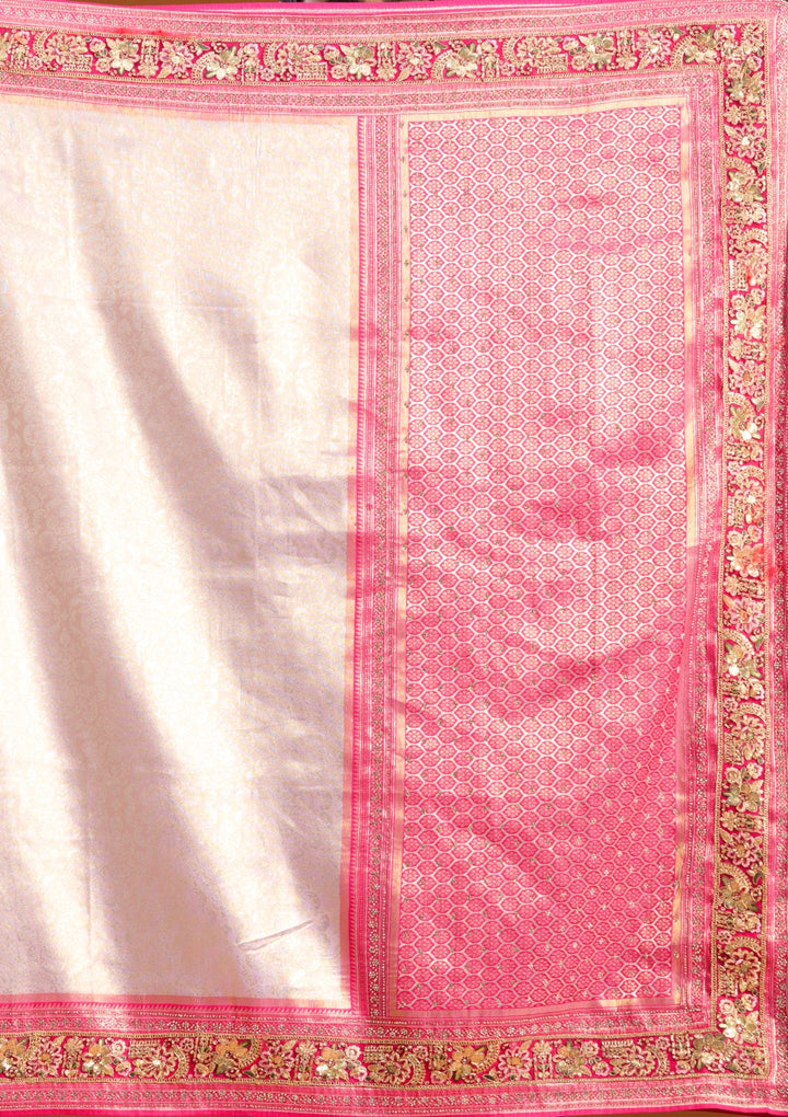 Lavender Banarasi Art Silk Saree With Matching Blouse Piece