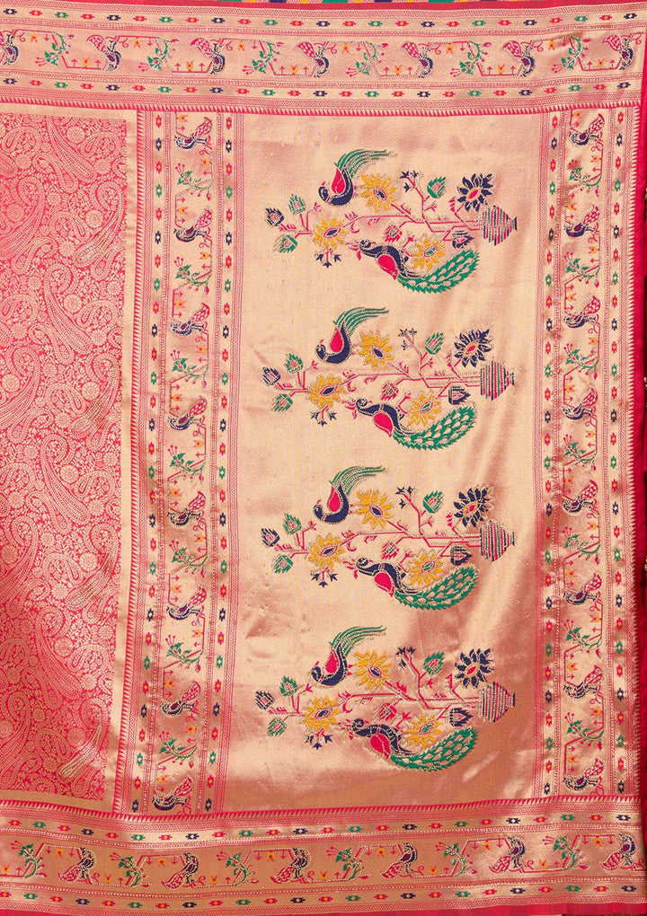 Rani Pink Swarovski Art Silk Saree With Matching Blouse Piece