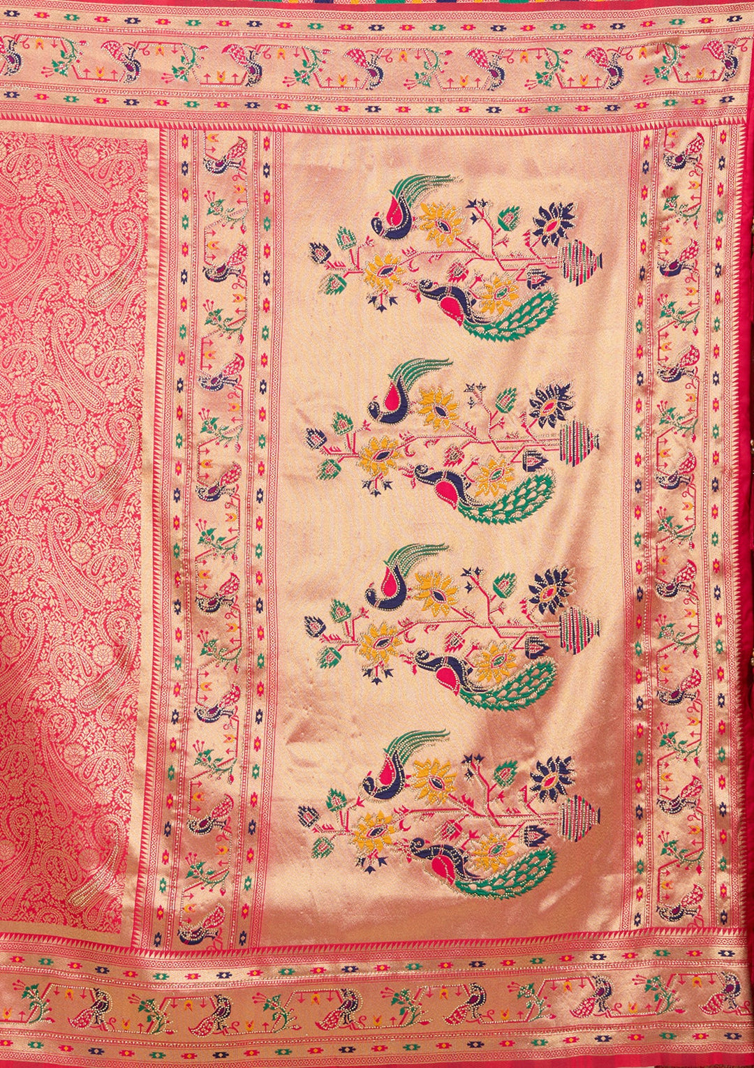 Rani Pink Swarovski Silk Saree With Matching Blouse Piece
