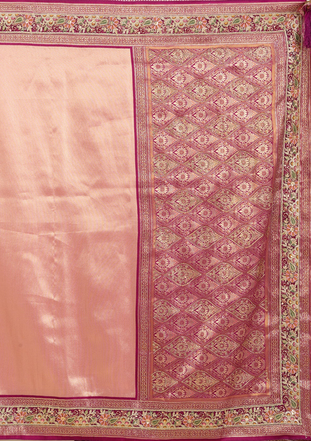 Peach Banarasi Art Silk Saree With Matching Blouse Piece