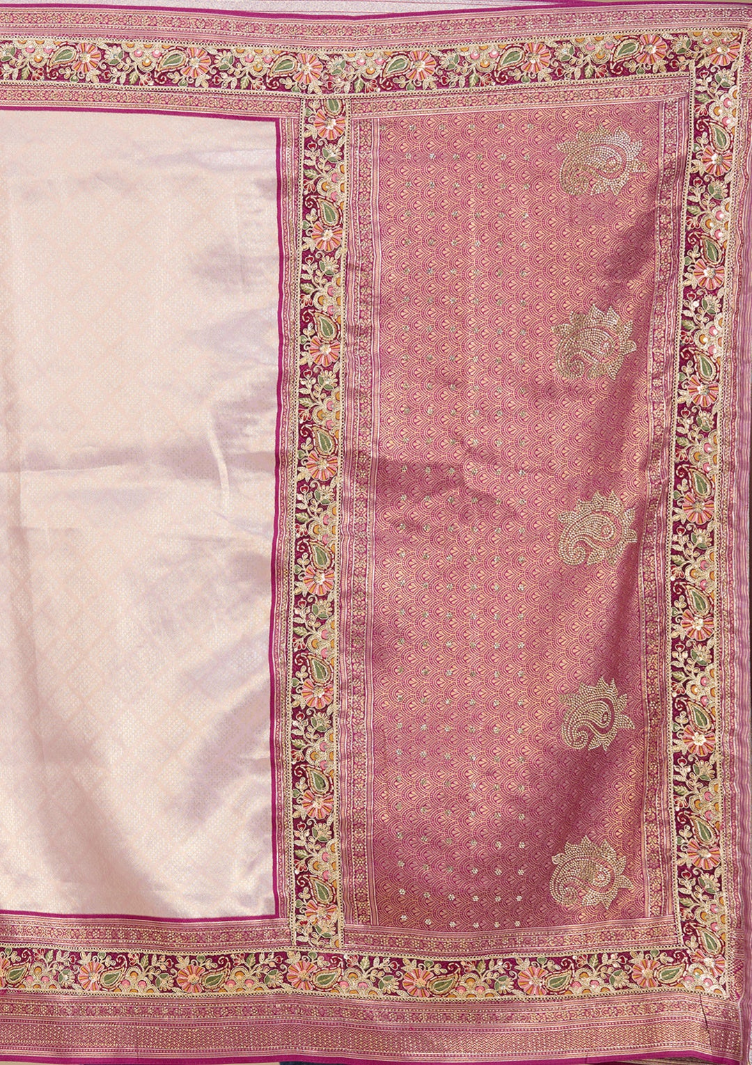 Lavender Banarasi Art Silk Saree With Matching Blouse Piece