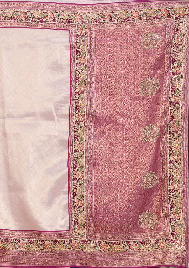 Lavender Banarasi Art Silk Saree With Matching Blouse Piece