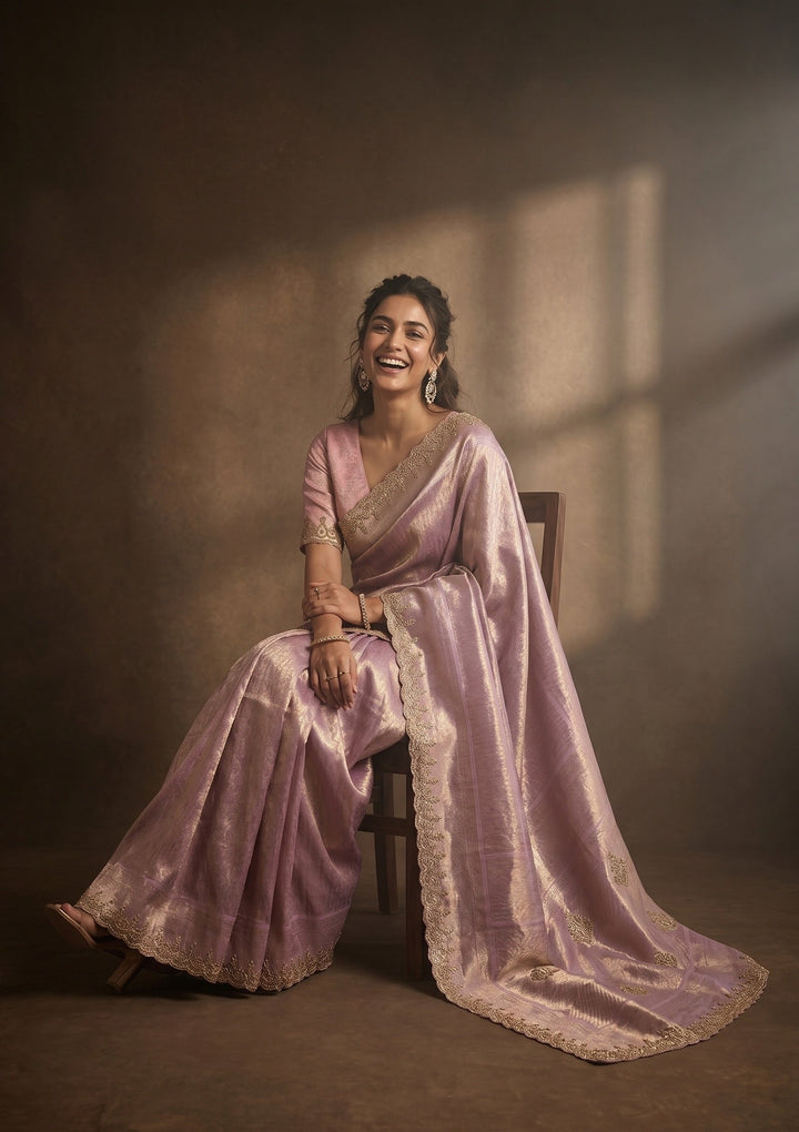 Lavender Swarovski Art Silk Saree