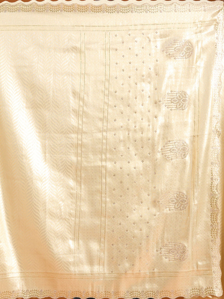 Beige Banarasi Art Silk Saree With Matching Blouse Piece