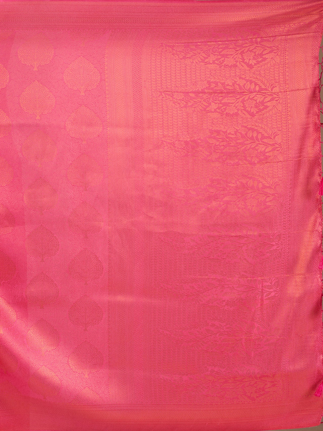 Rani Pink Silk Jaal Saree With Matching Blouse Piece