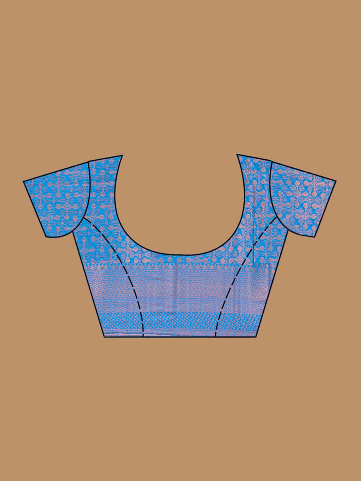 Turquoise Blue Silk Jaal Saree With Matching Blouse Piece