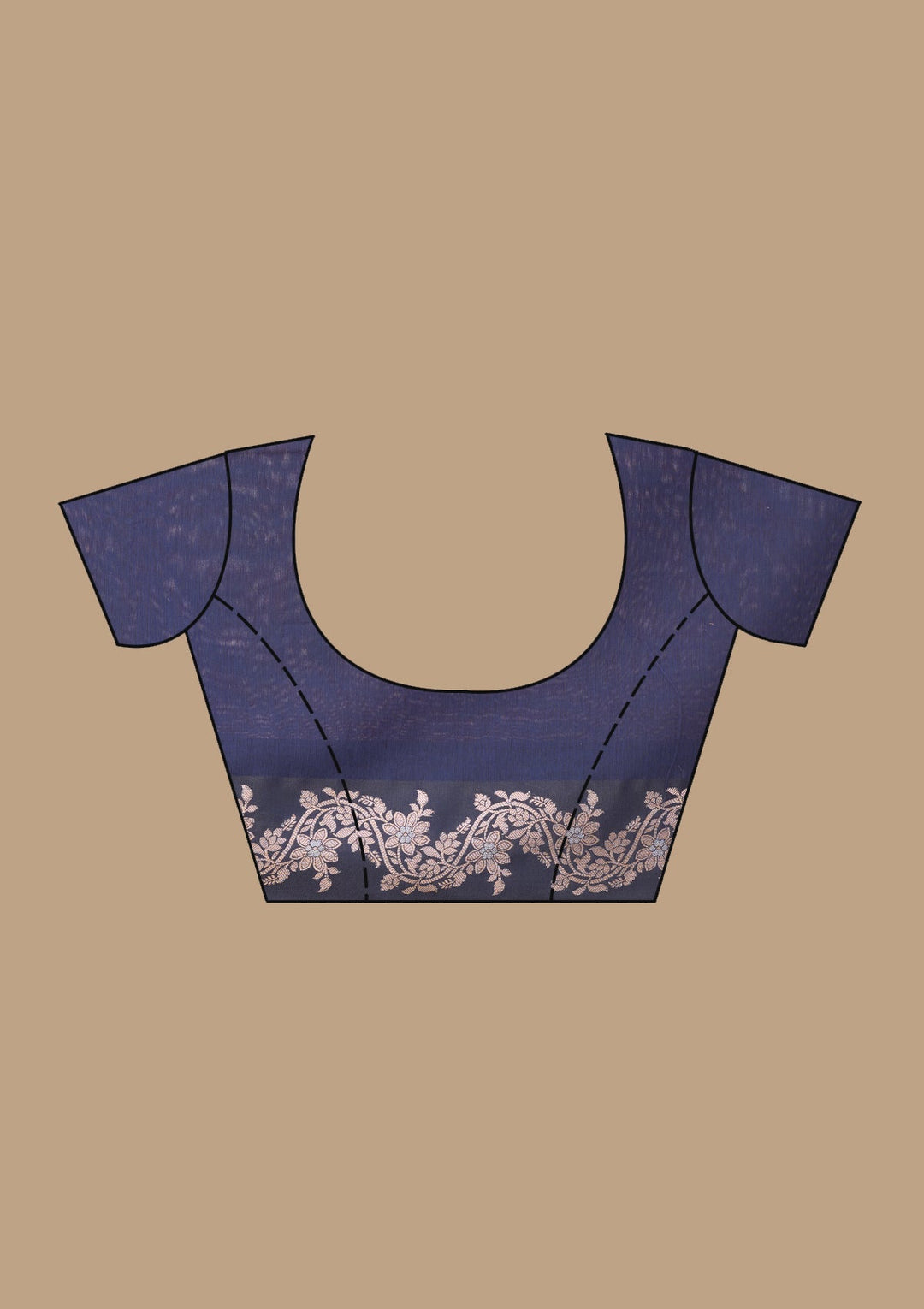 Navy Blue Banarasi Silk Saree With Matching Blouse Piece