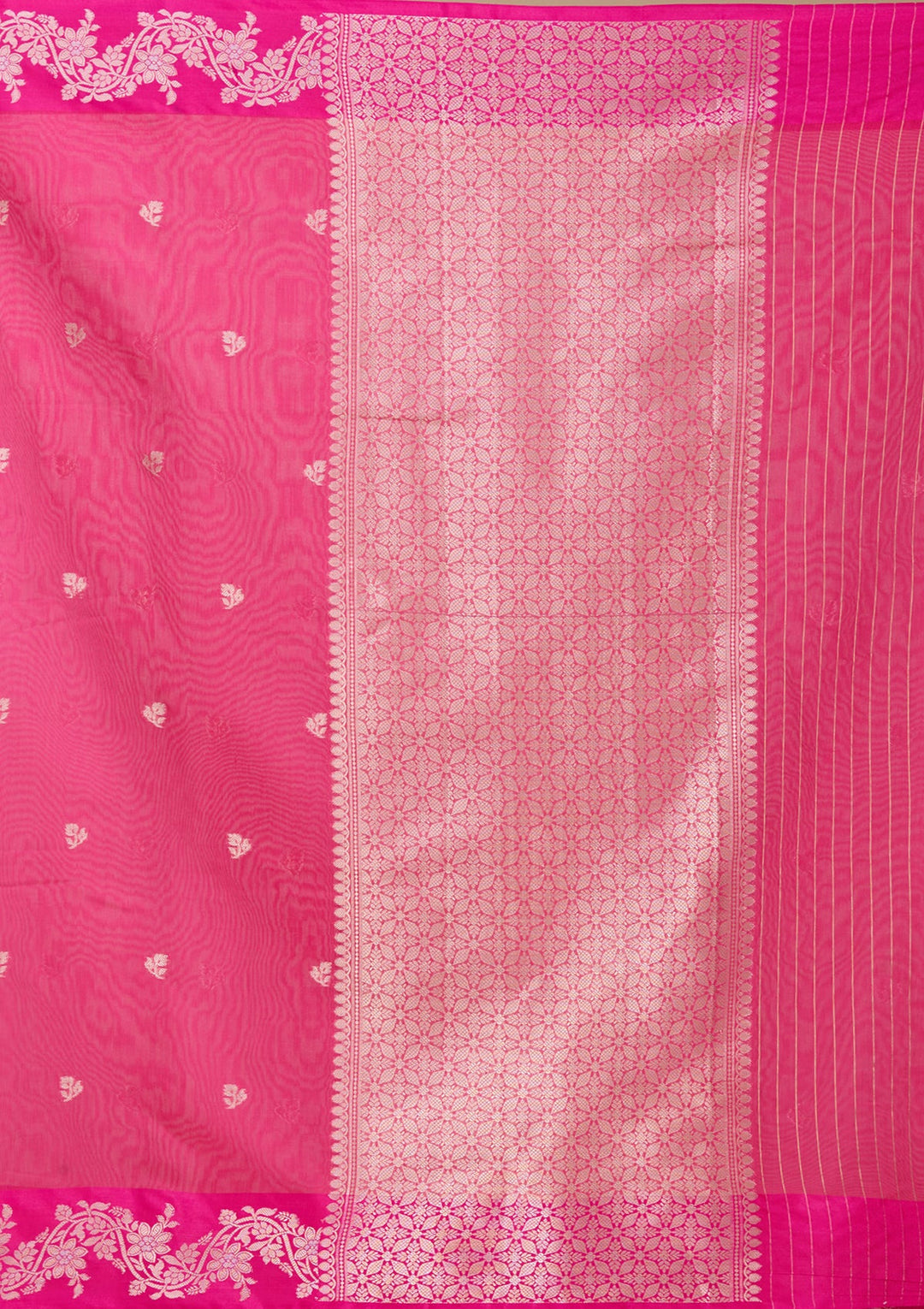 Rani Pink Banarasi Silk Saree With Matching Blouse Piece