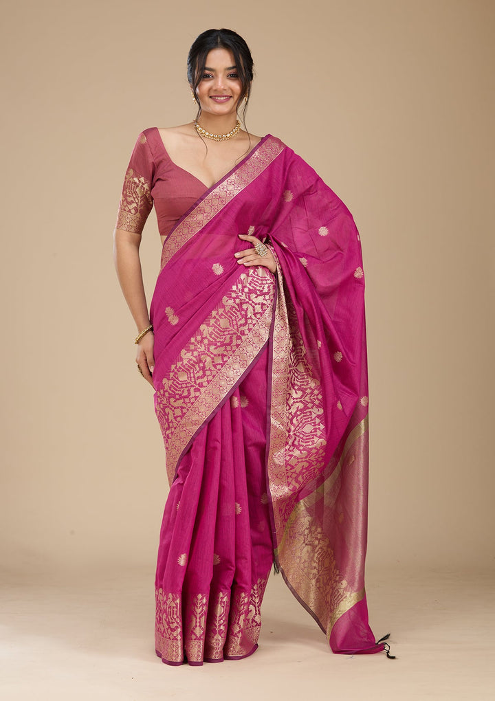 Wine Patola Silk Saree With Matching Blouse Piece