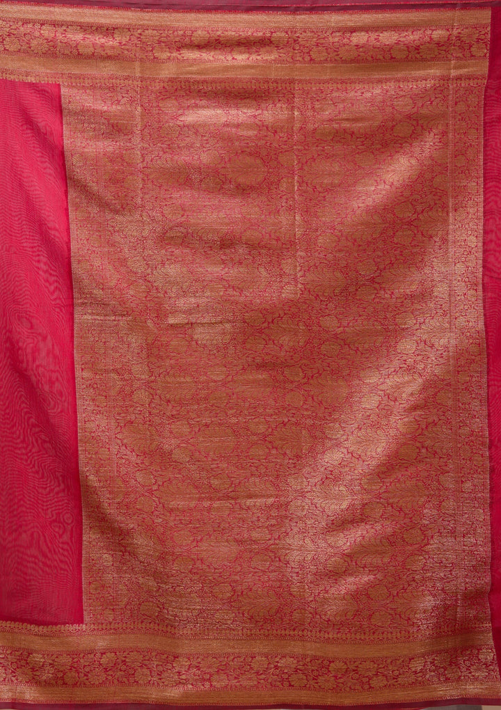 Maroon Cotton Banarasi Buti Saree With Matching Blouse Piece