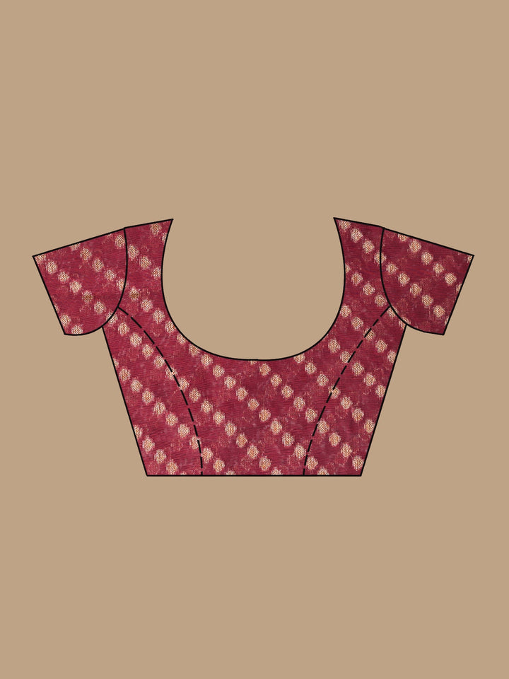 Maroon Woven Silk Saree With Matching Blouse Piece