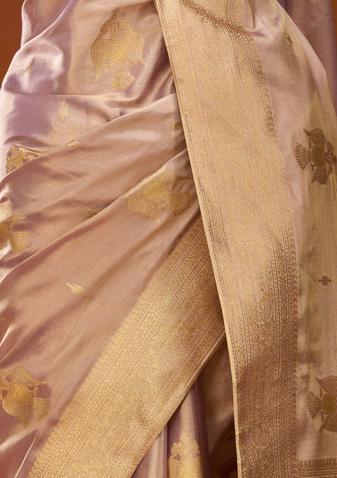 Lavender Art Silk Kanjivaram Jaal Saree With Matching Blouse Piece