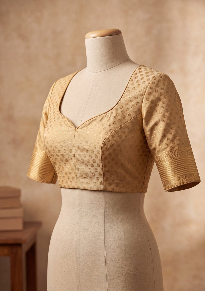 Beige Art Silk Kanjivaram Jaal Saree With Matching Blouse Piece