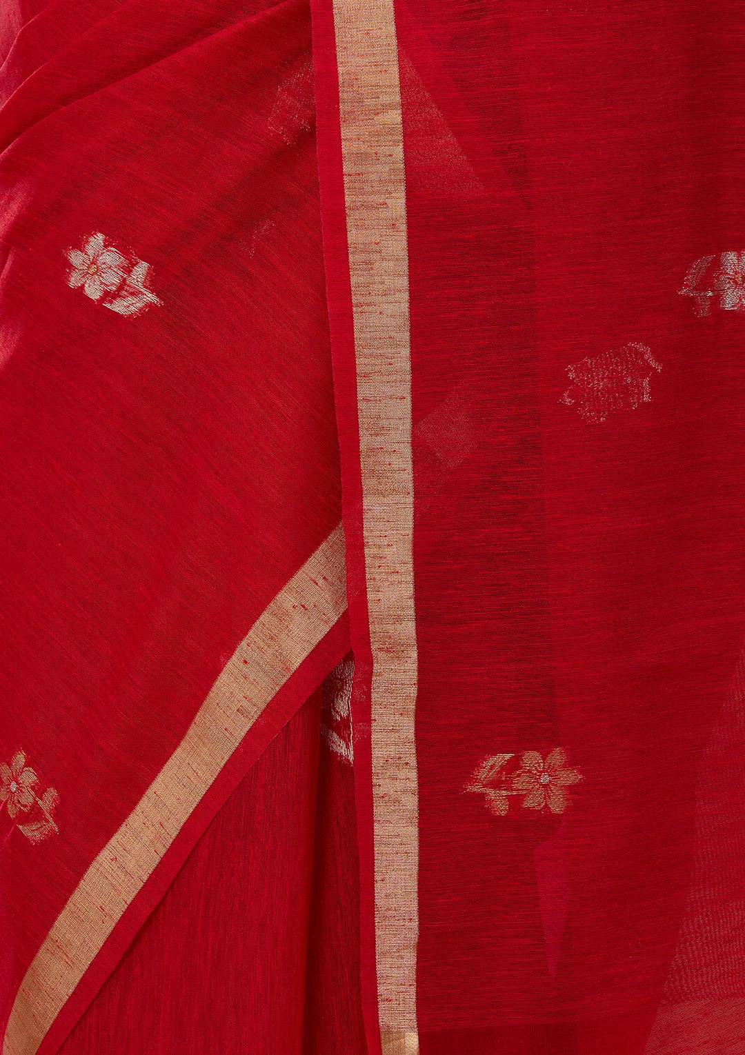 Red Art Silk Kanjivaram Jaal Saree With Matching Blouse Piece