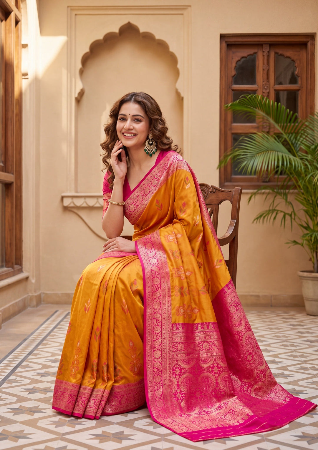 Orange Art Silk Patola Jaal Saree With Matching Blouse Piece