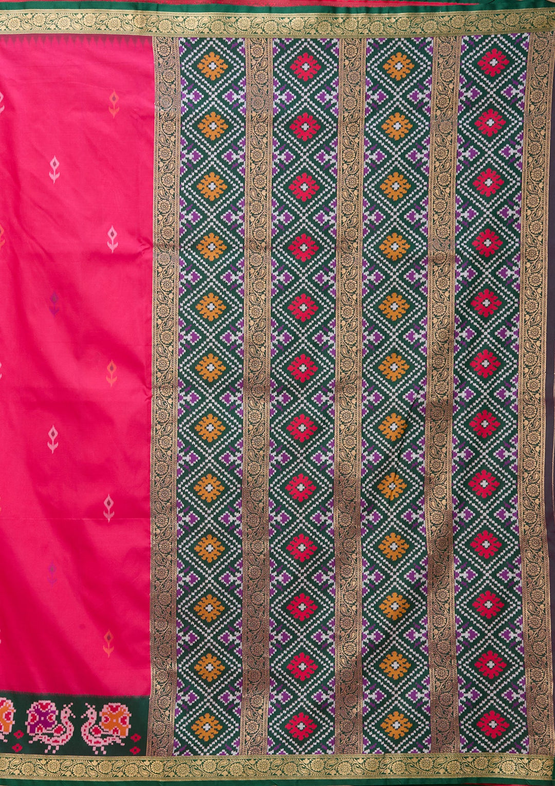 Rani Pink Art Silk Patola Jaal Saree With Matching Blouse Piece